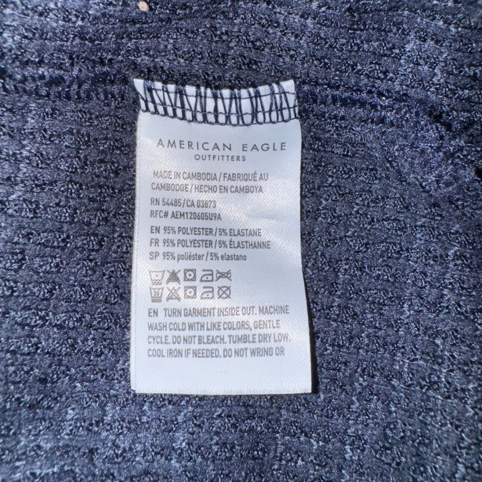 American Eagle Outfitters Navy‎ Blue Waffle Knit Long Sleeve Top Women's S - Image 6