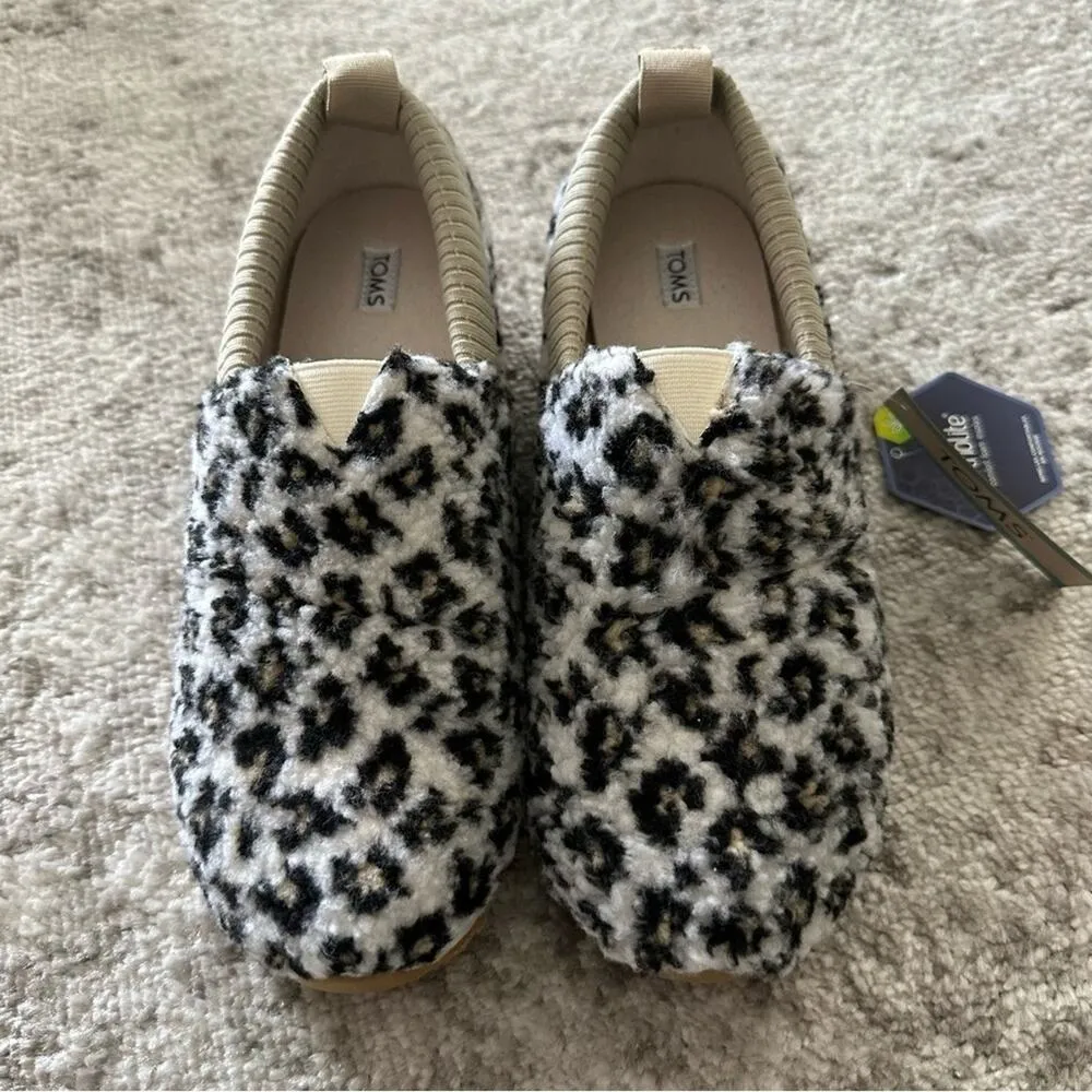 Toms Women Alpargata Resident Egret Snow Leopard Fleece NEW - Image 2