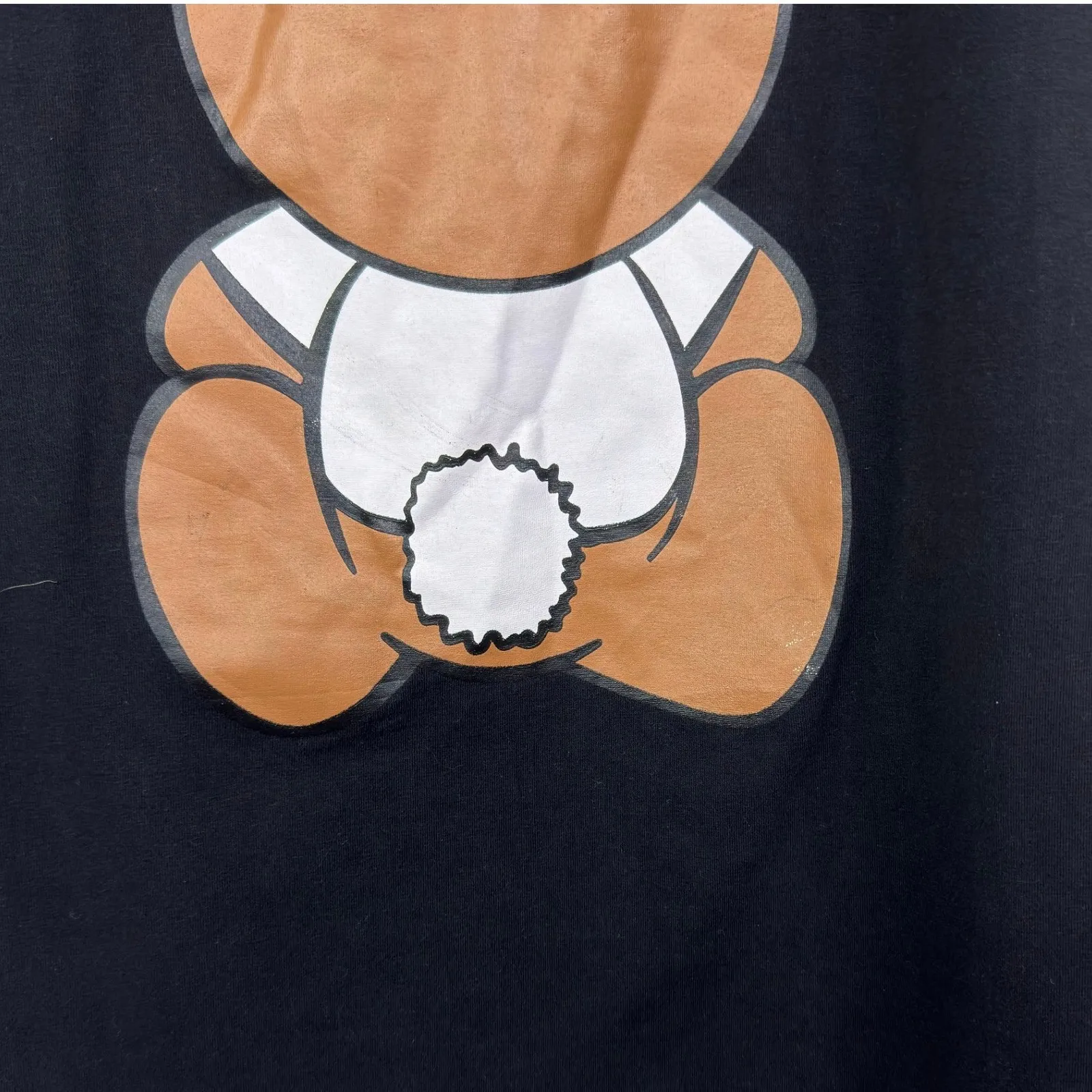 Moschino Teddy Bear Bunny Ears Playboy Graphic Black T Shirt Womens Size Medium - Image 5