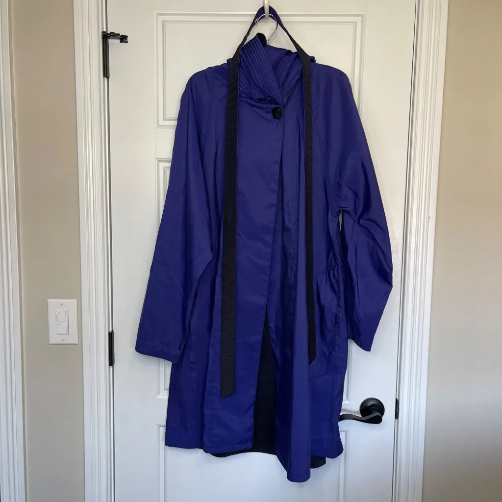 Mycra Pac Donatella Reversible Coat Women's‎ Size S/M Pleated Hood Black Purple Size M - Image 2