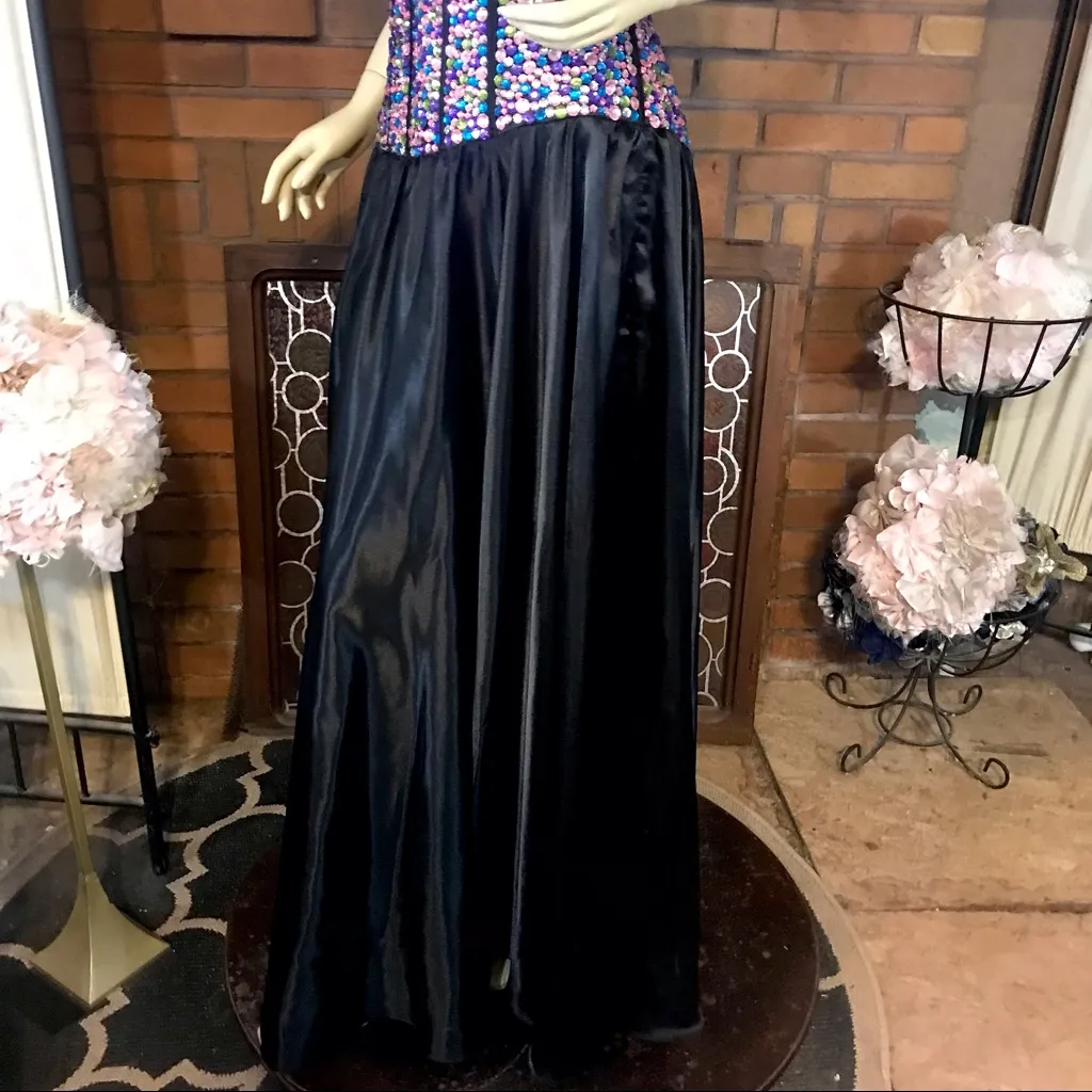 TIFFANY DESIGNS MULTI-COLOR BEADED STRAPLESS DRESS WITH BLACK SATIN SKIRT (8) - Image 10