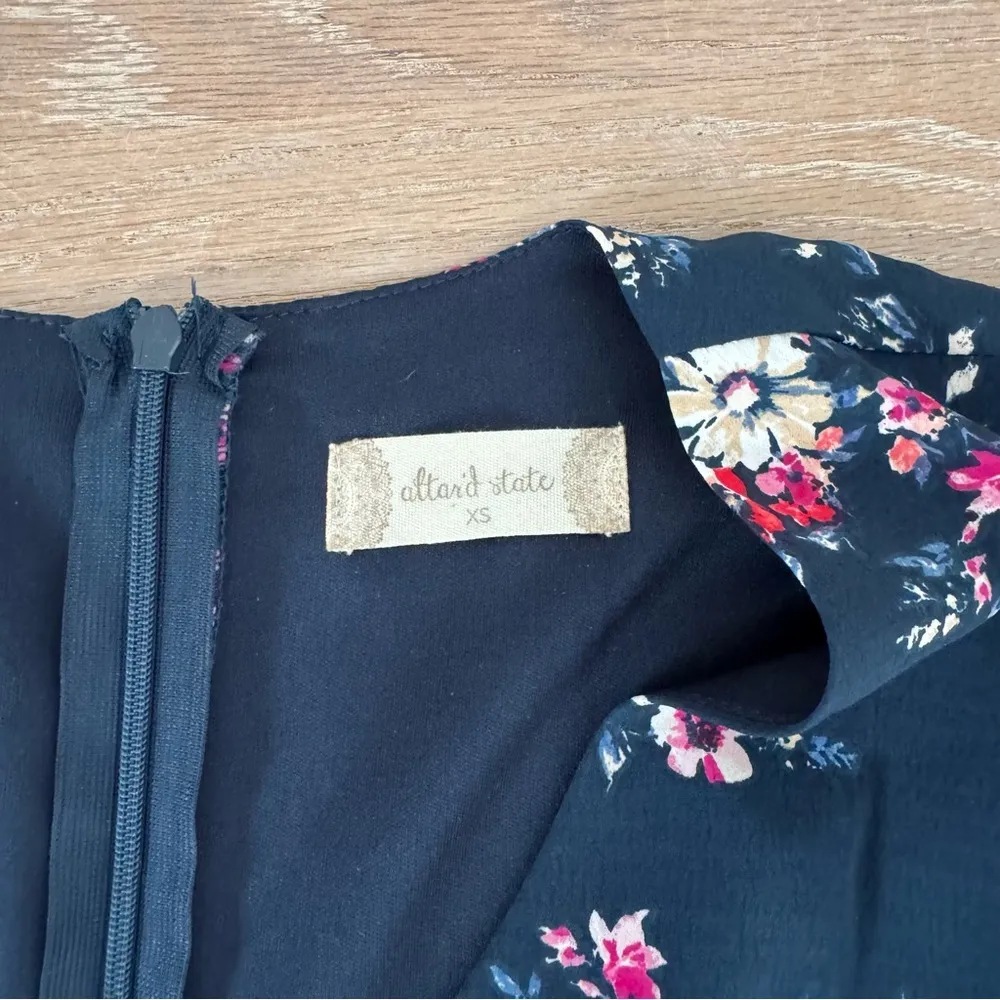 Altar’d State Navy Floral Ruffle Romper - Image 3