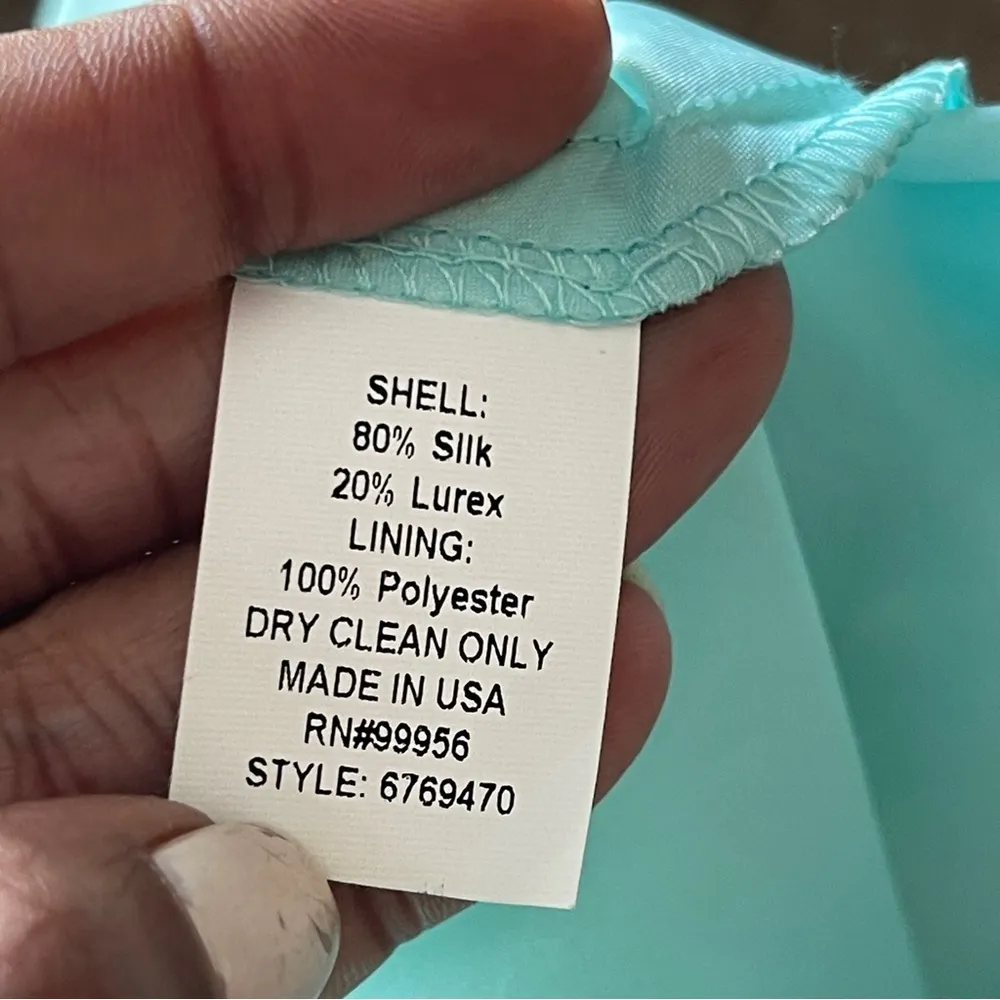 SHOSHANNA | Silk Blend Teal/Metallic Gold Rayna One-Shoulder Cocktail Dress Sz 4 - Image 11