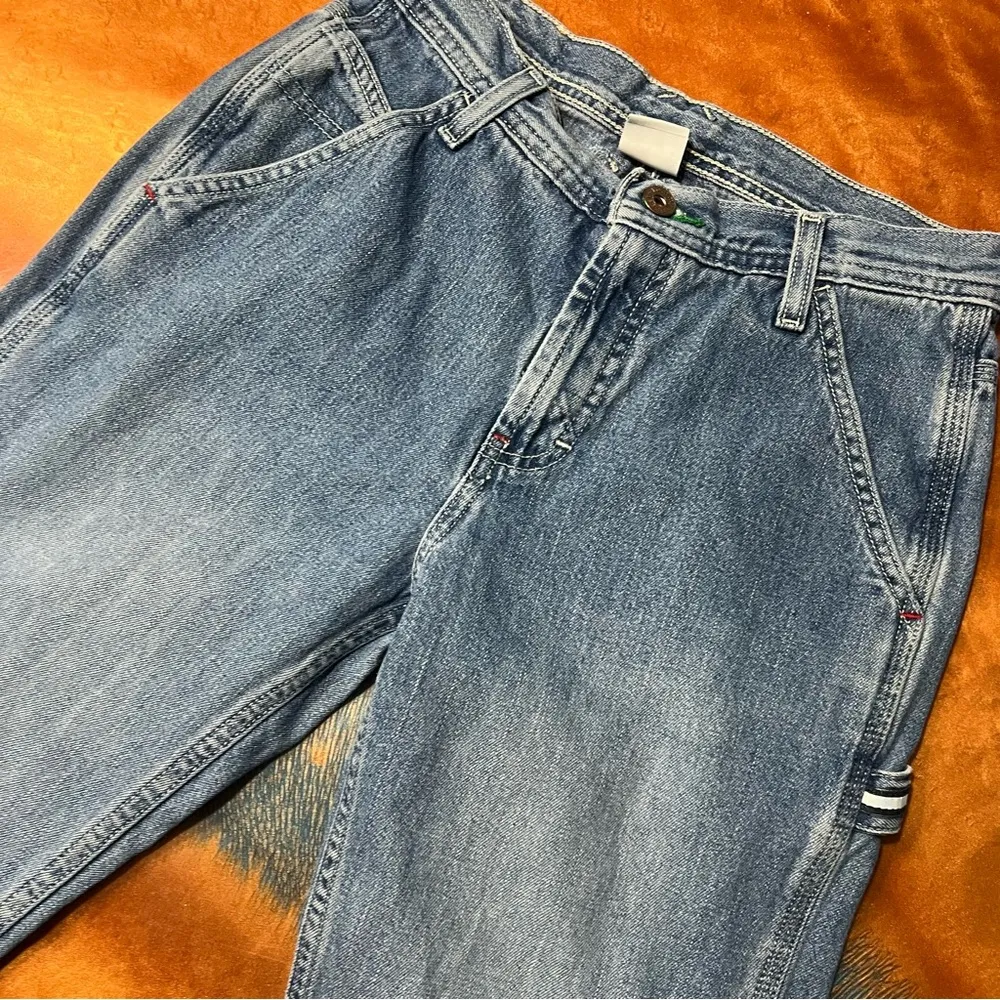 Vintage Y2K Tommy Hilfiger Distressed Cargo Jeans raw hem size 3 Juniors - Image 4