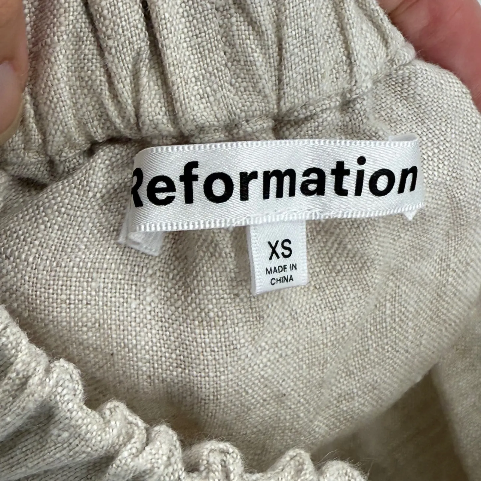 Reformation XS Beige Linen Halter Maui Mini‎ Dress Sleeveless Casual Womens - Image 7