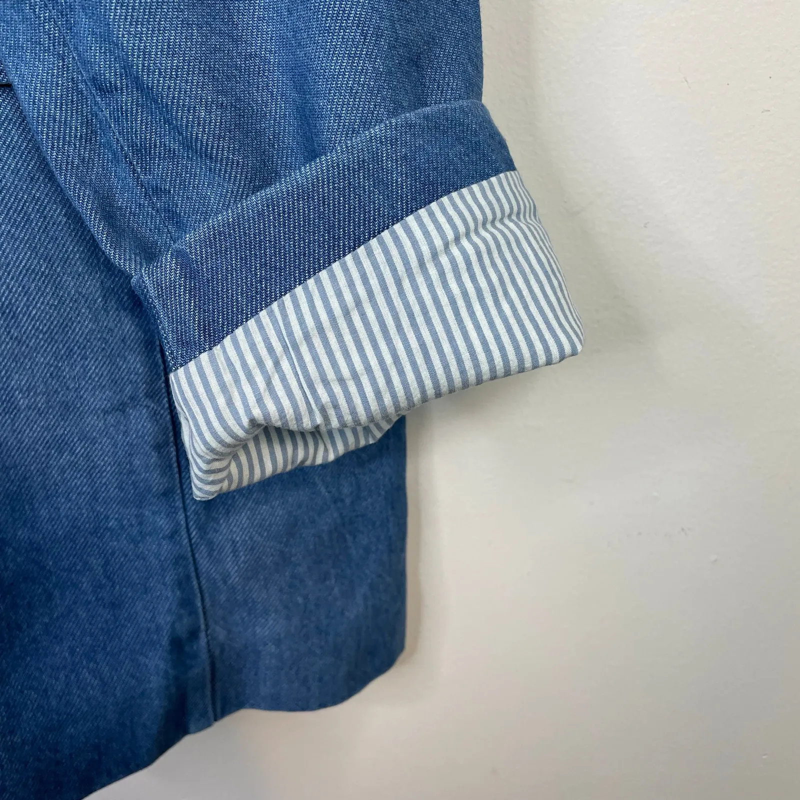 Sundance Catalog Oaklee Blue Denim Lyocell Double Breasted Blazer Jacket XL New - Image 6