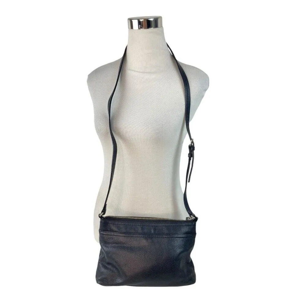 *Nordstrom Black Pebbled Leather Crossbody Shoulderbag Purse Vintage Y2K Classic - Image 3