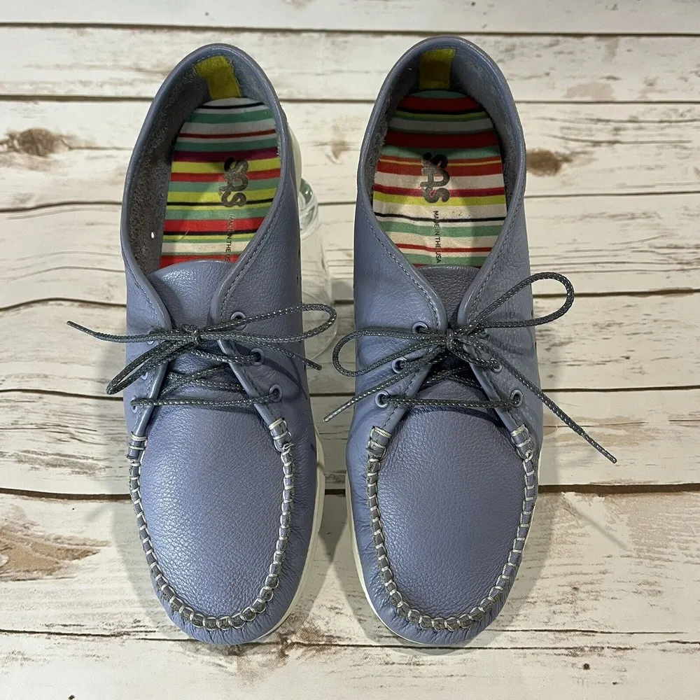 SAS Moccasin Boat Shoes‎ Women US 10 EU 41 Blue Leather Comfort Lace Up Walking - Image 2