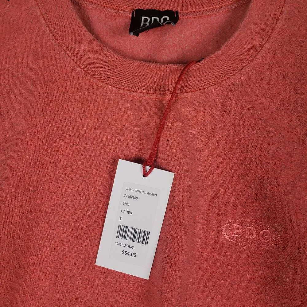 NWT BDG Urban Outfitters Light Red Crew Neck Cropped Sweatshirt Women's Small - Image 7