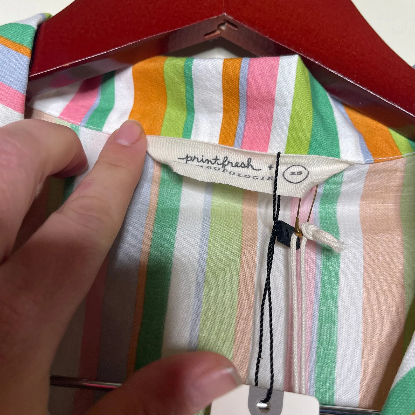 New Printfresh Anthropologie pajama top in multicolor stripe sz XS - Image 5
