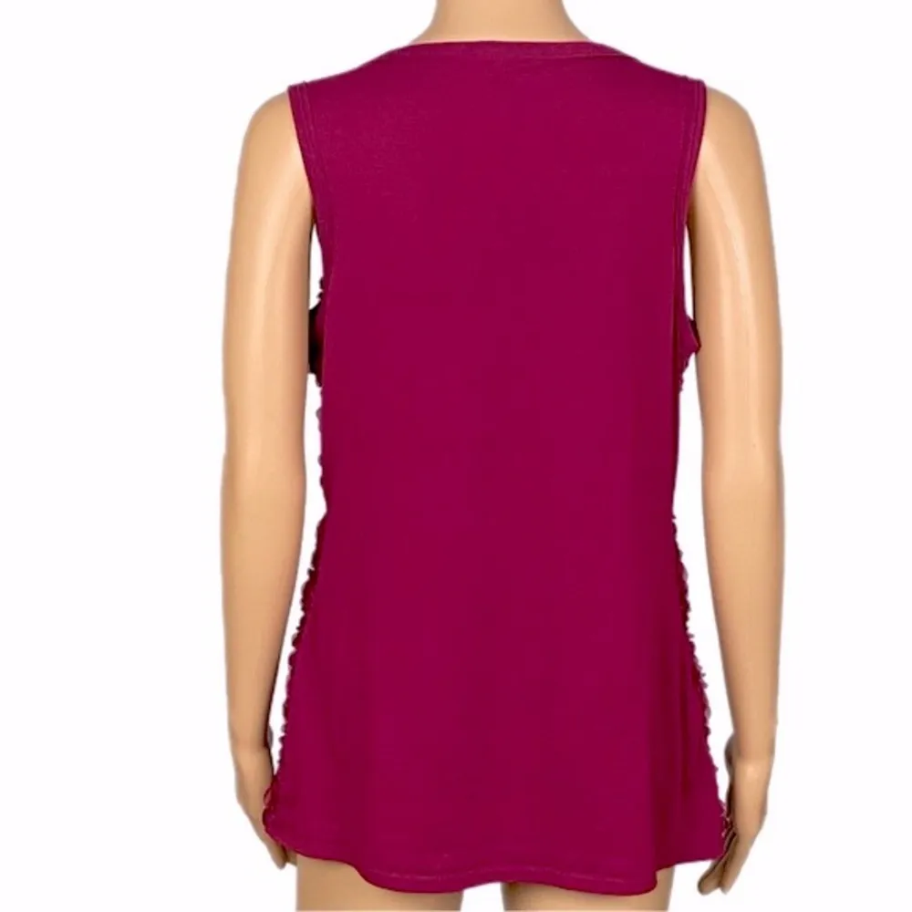 MAURICES burgundy, stretchy tank top with 3D rosettes on the front. Size XL. EUC - Image 6