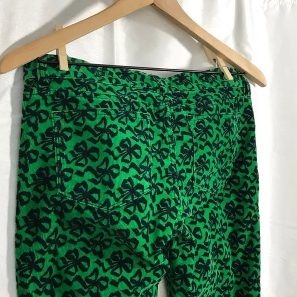 J Crew Toothpick Bow Printed Pattern Skinny Cords Jeans size 26 Kelly Green - Image 7
