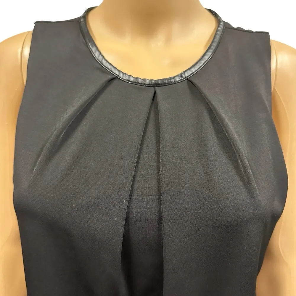 Fate Cortez Black Keyhole Back Faux Leather Trim Lined Sleeveless Top Womens S - Image 2