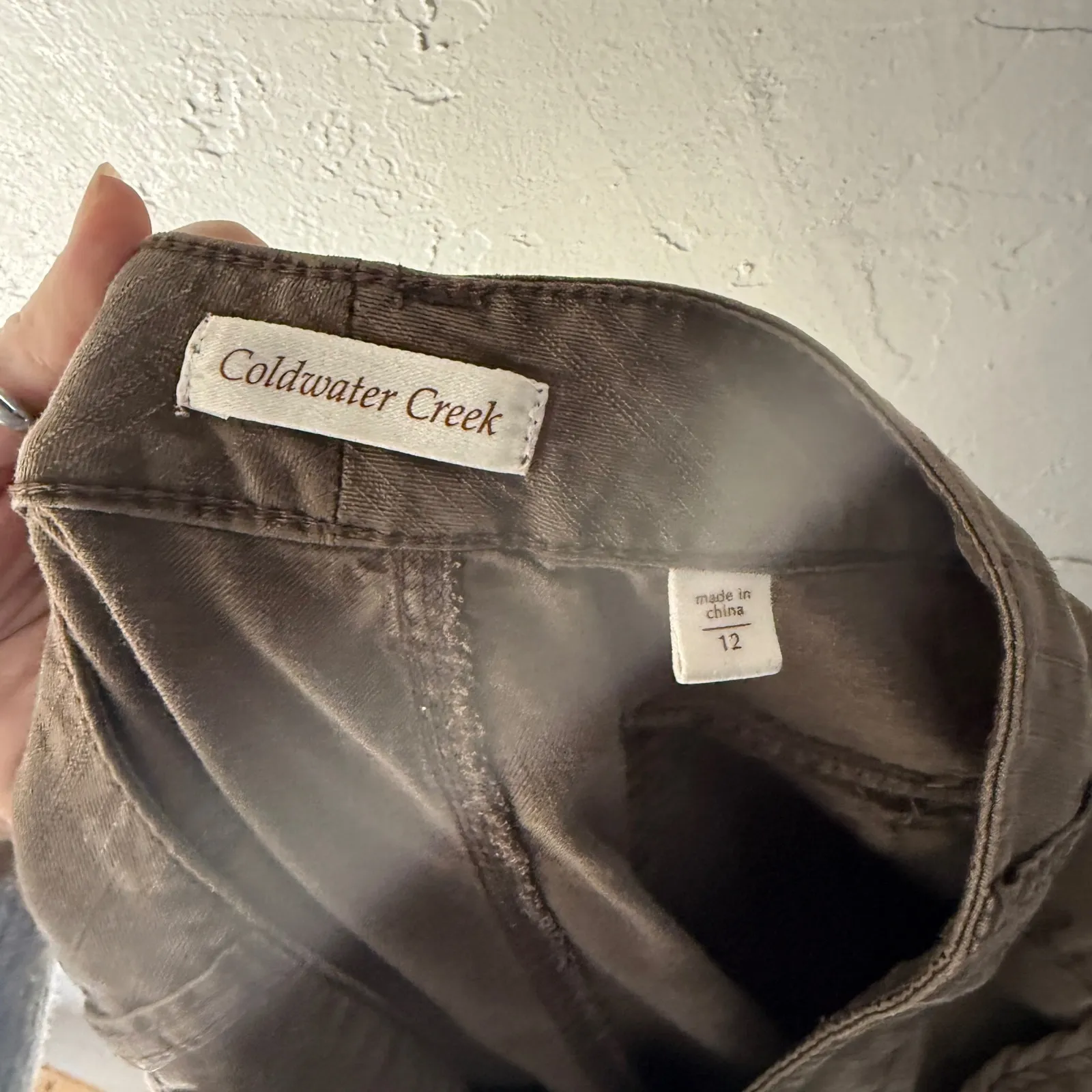 Coldwater Creek Women Brown Cargo Pants Embellished Side Pocket 12 Lagen Boho - Image 11