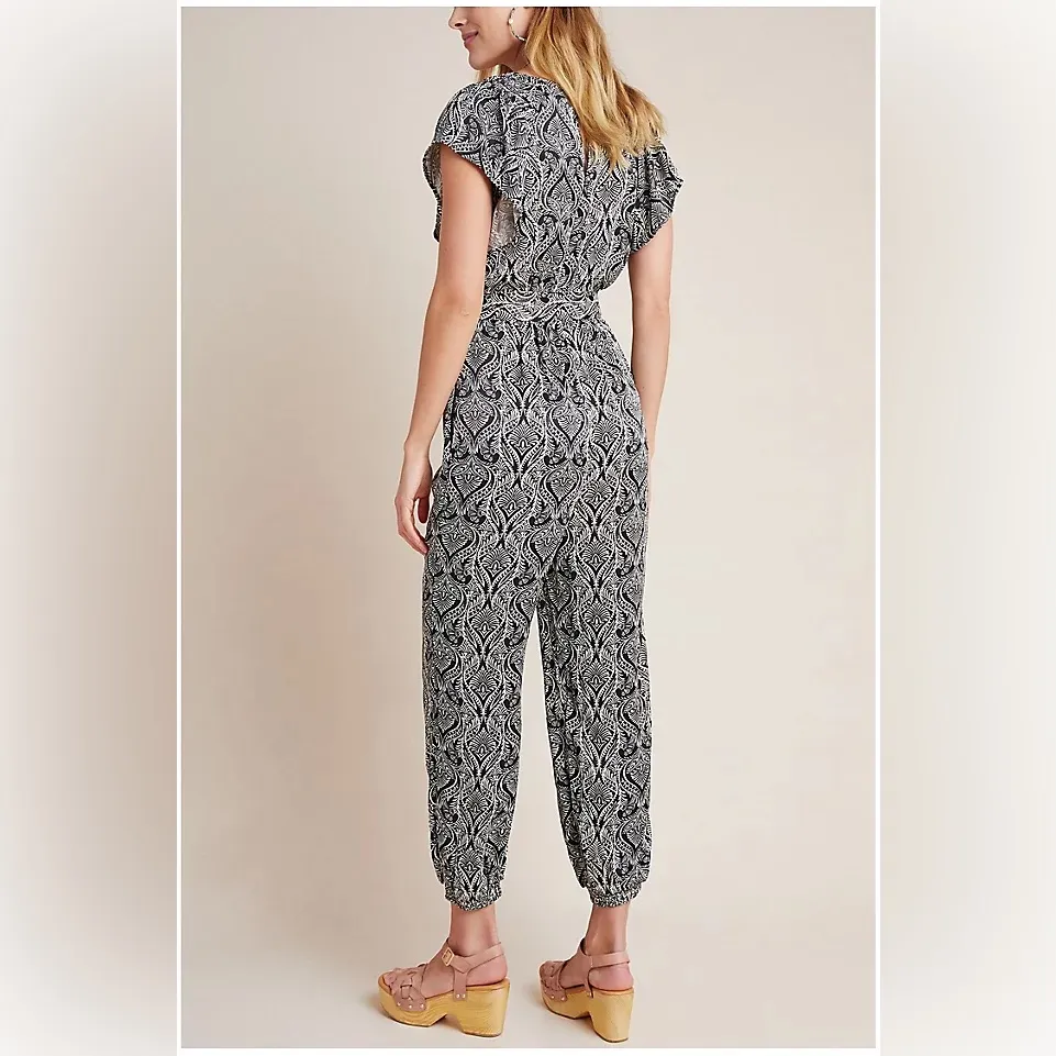 Anthropologie Black and White Patterned Jumpsuit - Image 2