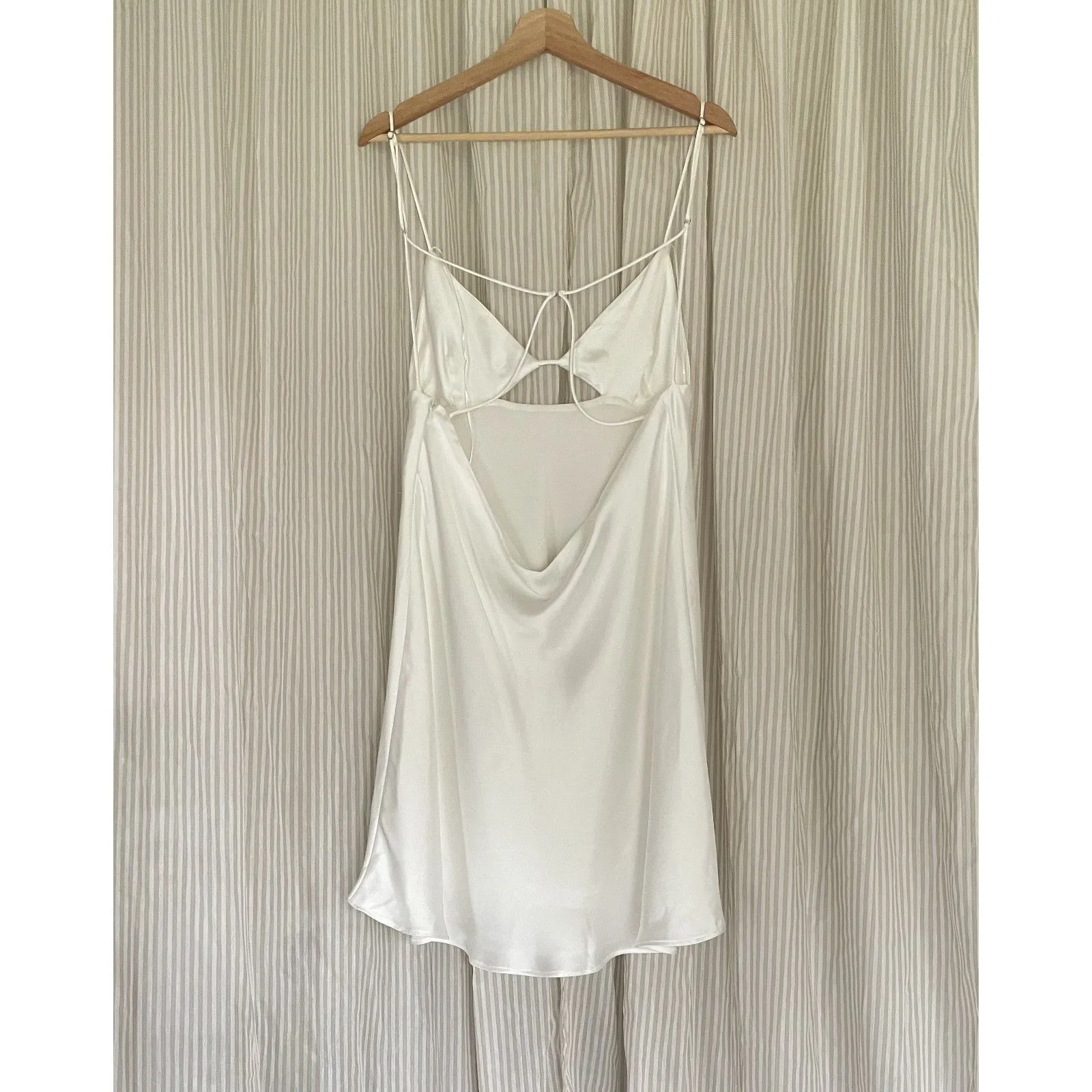 Zara White Satin Cut-Out Mini Dress Blogger Favorite Backless Strappy Slip XXL - Image 6