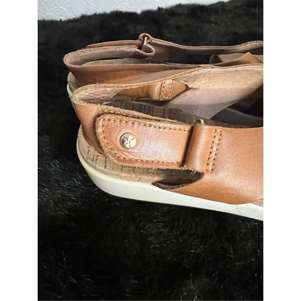 Pikolinos Mahon Wedge Sandals 39 8.5 Leather Crisscross Open Toe Sandals - Image 7