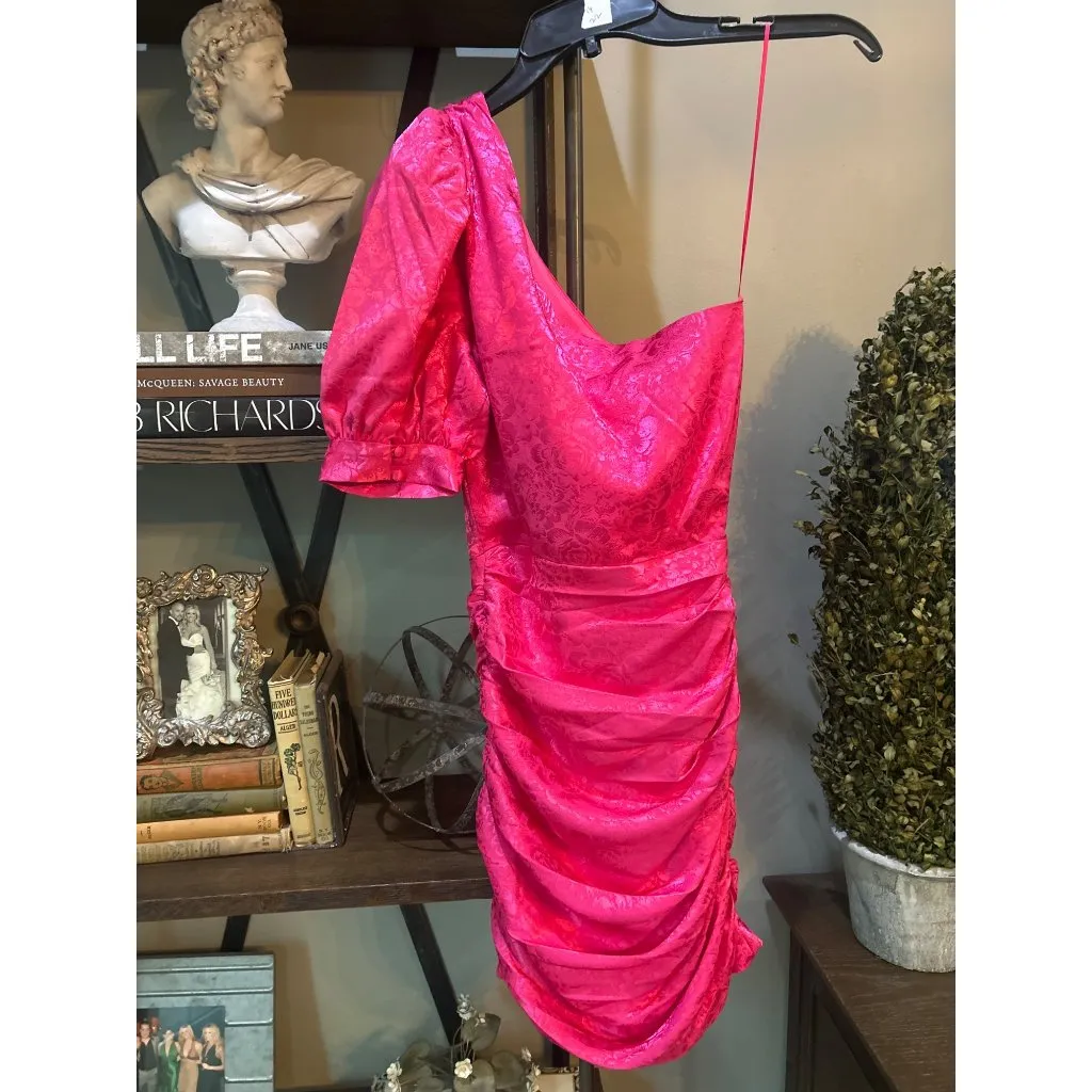 Ronny Kobo Nadia One Shoulder Mini Dress Pink Womens Size Medium - Image 5