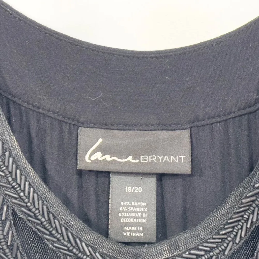 Lane Bryant Plus Size 18 20 Maxi Dress Black Beaded Sleeveless Elastic Waist 294 - Image 9