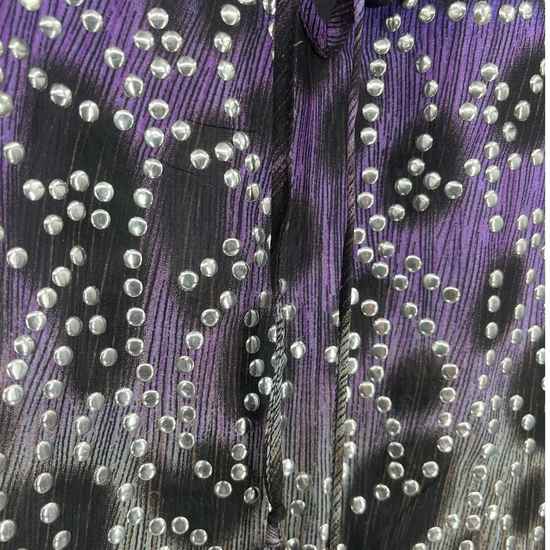 Maggie Barnes Y2K Sheer Studs Top 3X Purple Whimsigoth Witchy Festival Boho Glam - Image 3
