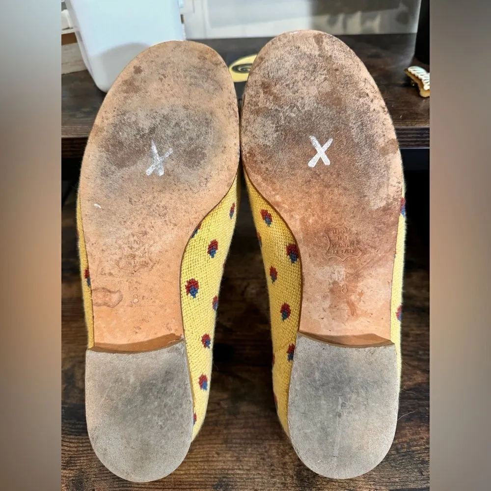 Zalo vintage needlepoint strawberry print loafers size 8 Yellow - Image 5