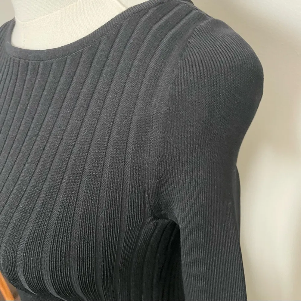 TopShop Dress Skater Fit & Flare Mini Ribbed Lace Up Back Goth Dark Academia - Image 3