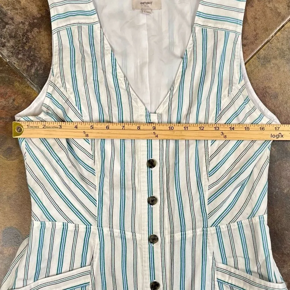 LOFT Outlet Sleeveless Striped Front Button Closure Dress 10 - Image 7