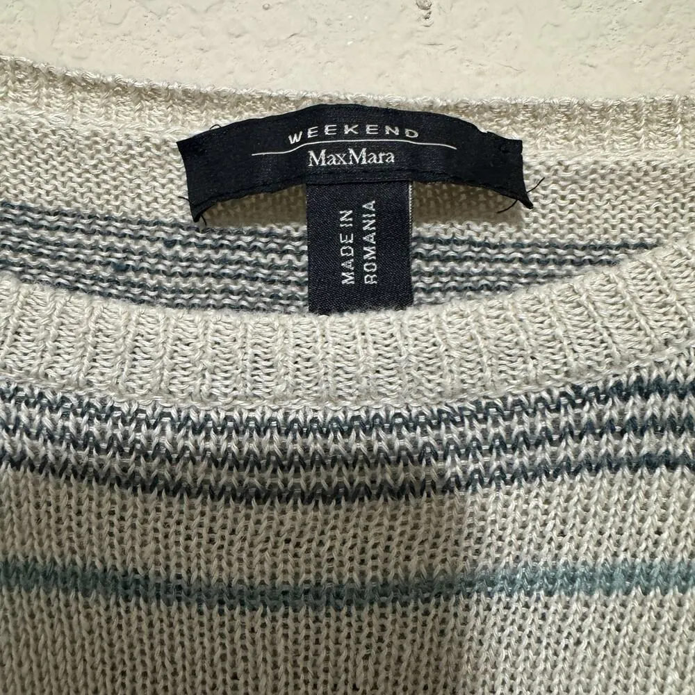 Weekend By Max Mara Striped Sweater Linen Blend Lightweight Beachy Sz M Size M - Image 2