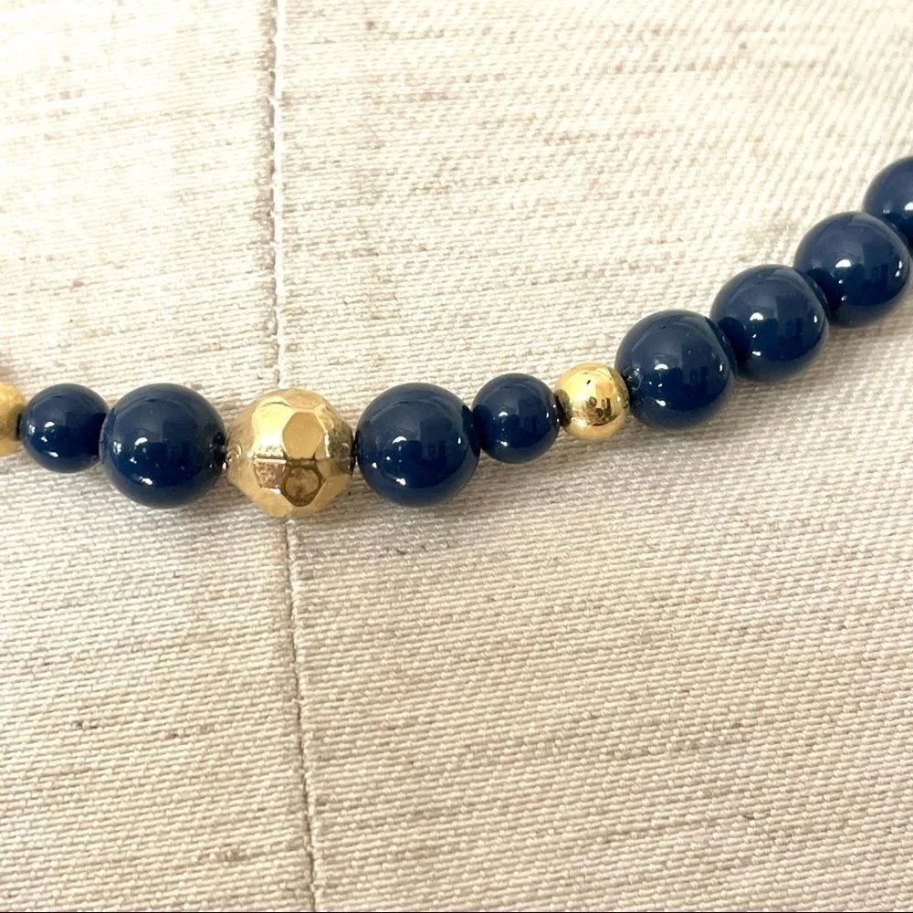 Navy and gold tone german silver necklace - Image 5