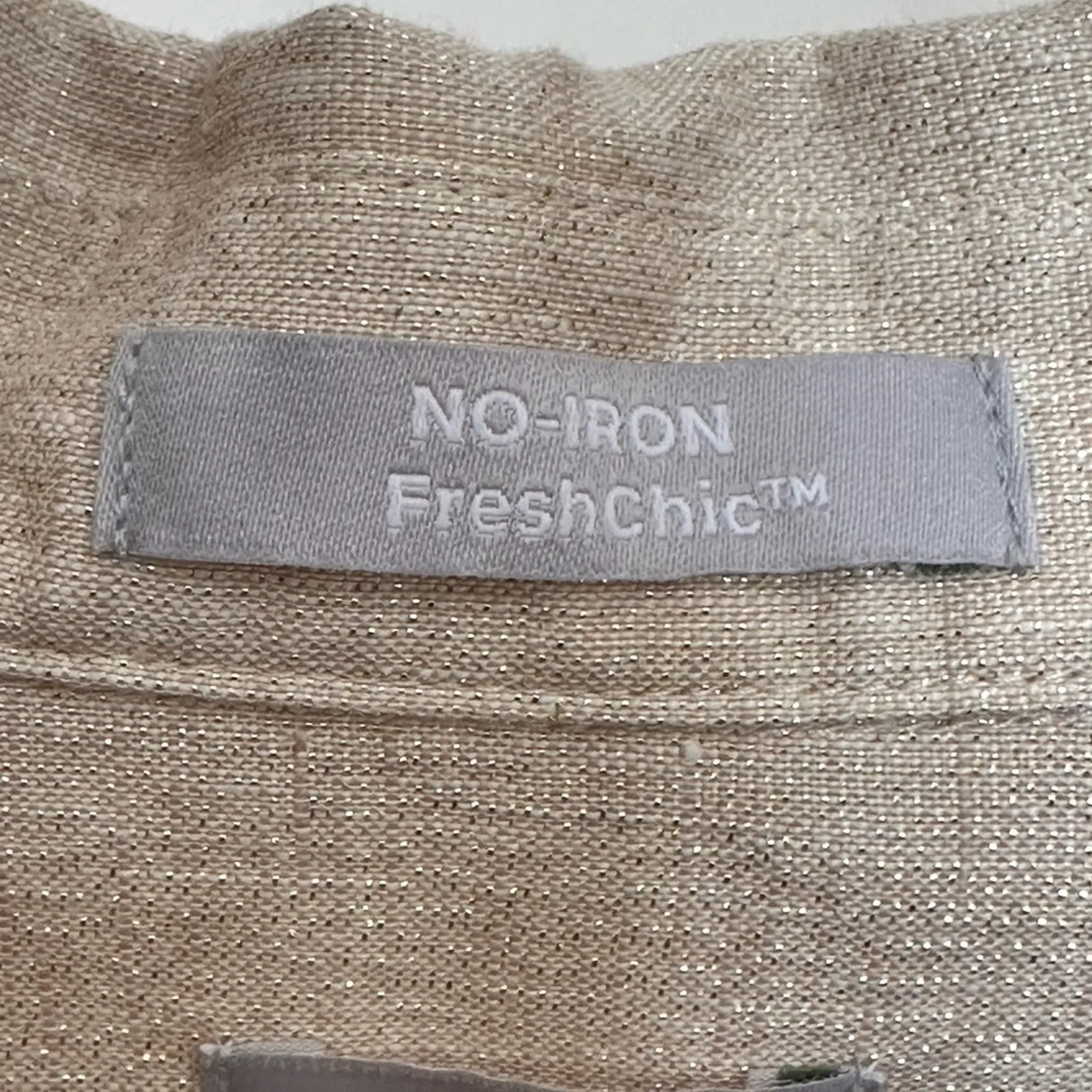 Chico’s Gold Thread Linen Button Down Blouse - Image 4