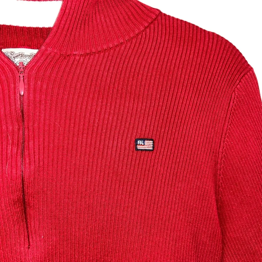 Vintage Red Ralph Lauren Design Long Sleeve Sweater 1967 Logo Women’s Large Top! - Image 4