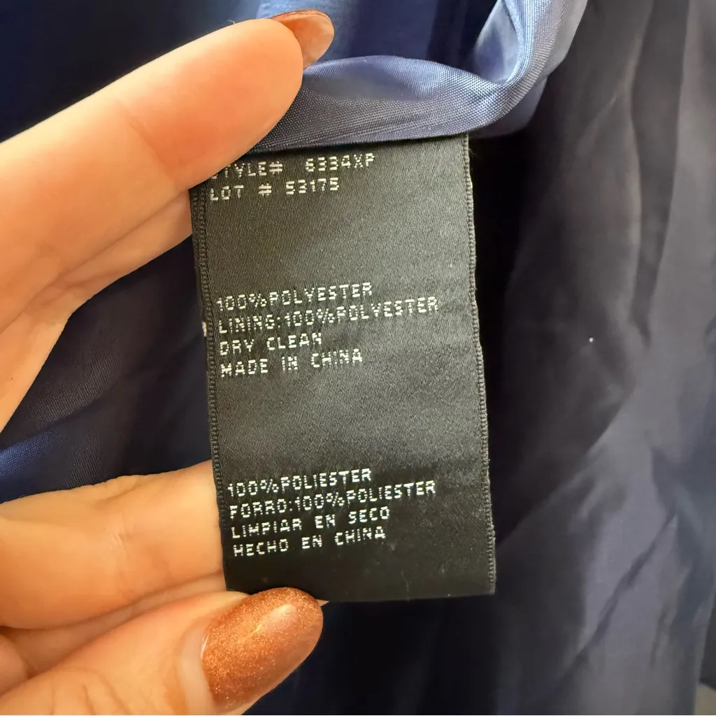 Xscape 6334XP Off The Shoulder Organza Gown Navy Blue 6 Petite - Image 5