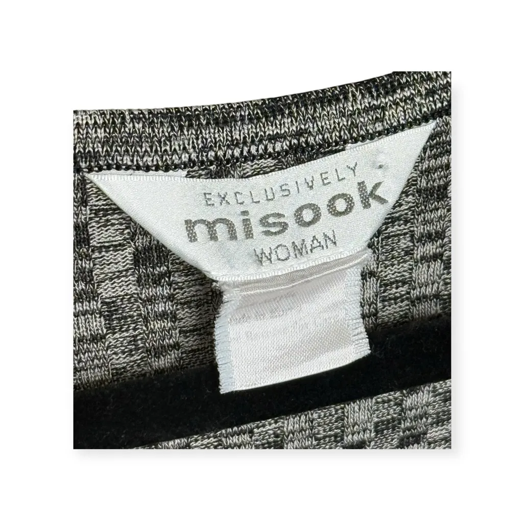 Exclusively Misook 𖤐 Asymmetrical V Neck Knit Tunic Sweater 𖤐 Black White 𖤐 XL - Image 8