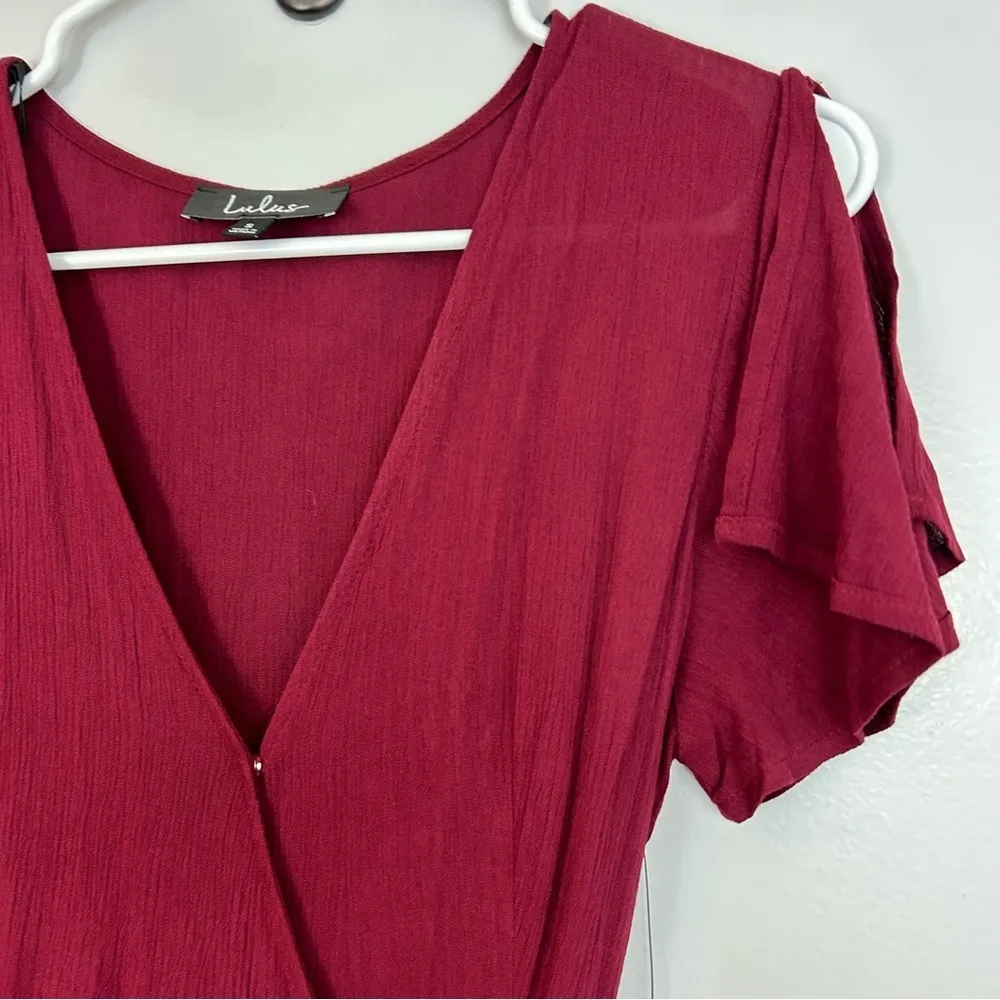 Heart of Marigold Burgundy Wrap Maxi Dress Size Small - Image 4