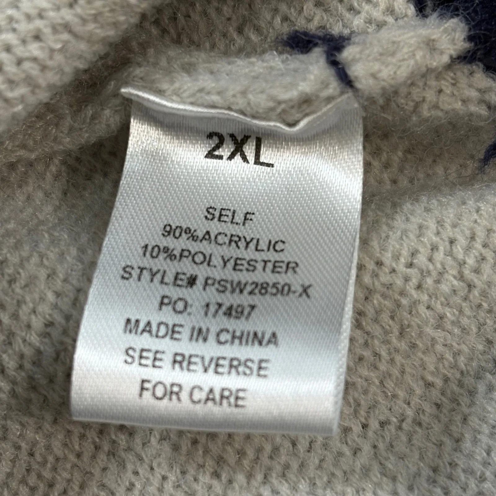 Polagram Women's Cream Purple Navy Ruffle Trim Sweater 2XL Acrylic Polyester NWT - Image 7