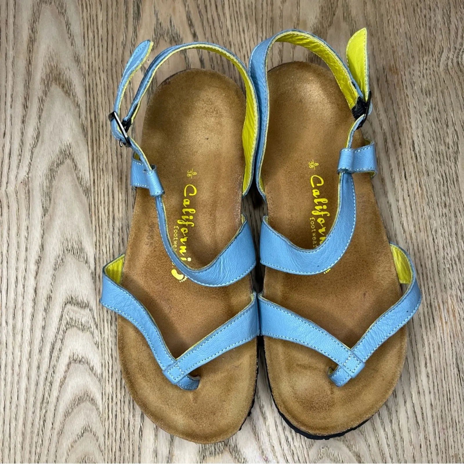 California Footwear Soft Footbed Strappy Sandals Blue Green Size 8 - Image 3