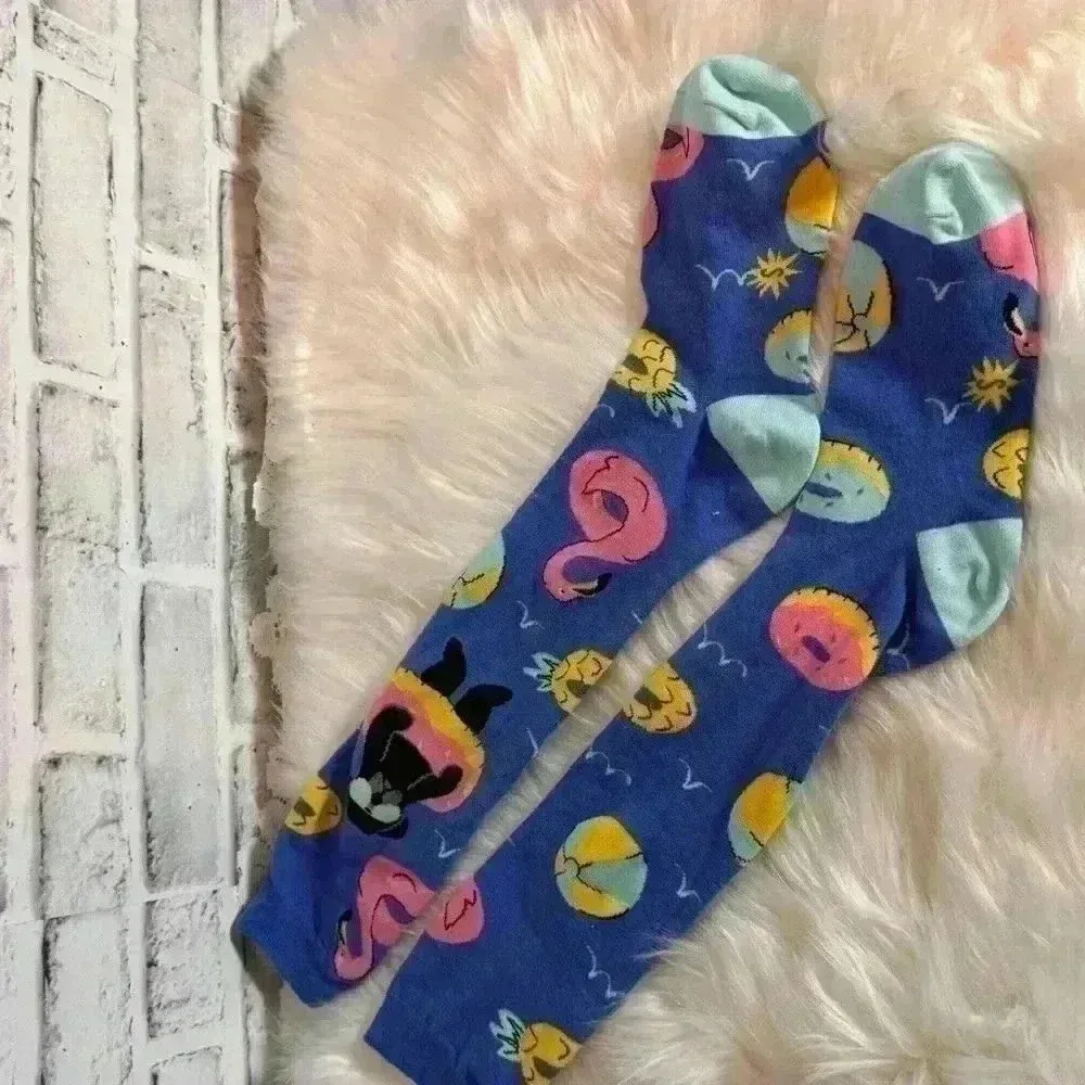 Dog socks floating in pool with floatie pink‎ flamingo float Blue - Image 3