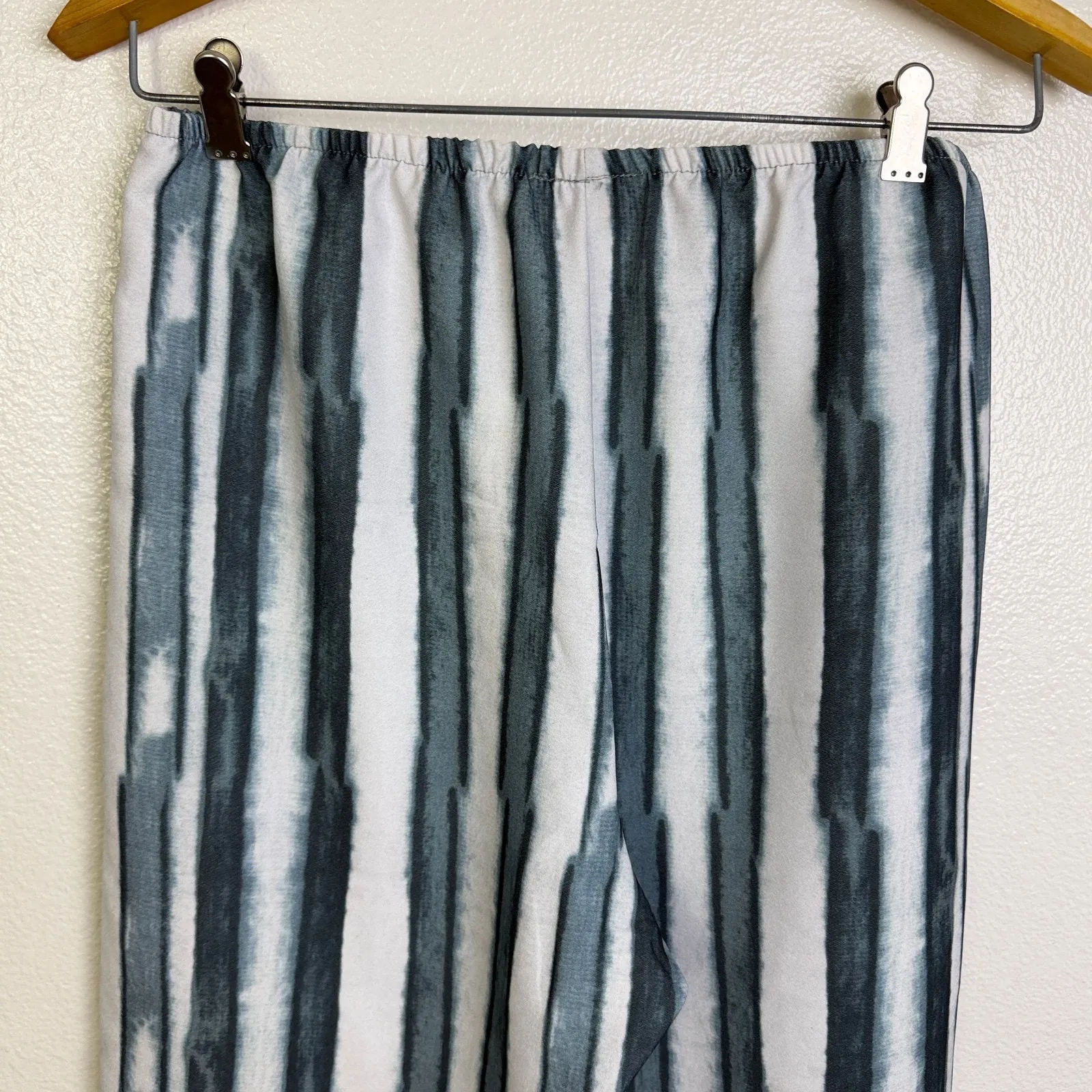 Lee Andersen Pants Womens Small Art to Wear Pull On Striped Floral Elastic USA White - Image 7