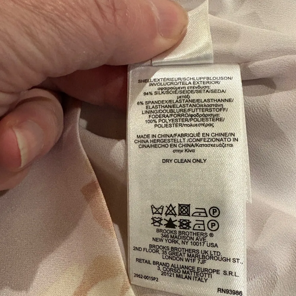 Brooks brothers silk short sleeve top shirt floral pink sz 12 - Image 4