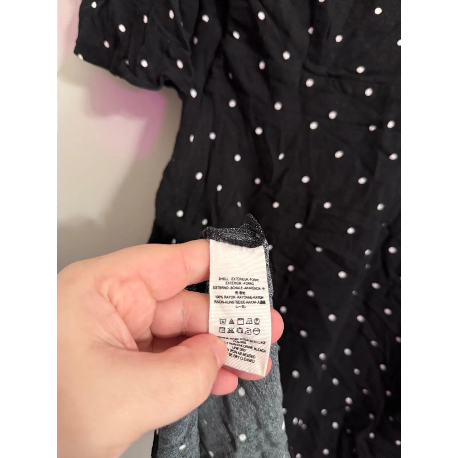 Free People Black Polka Dot Tie Front Flutter Sleeve Mini Dress‎ - Image 5