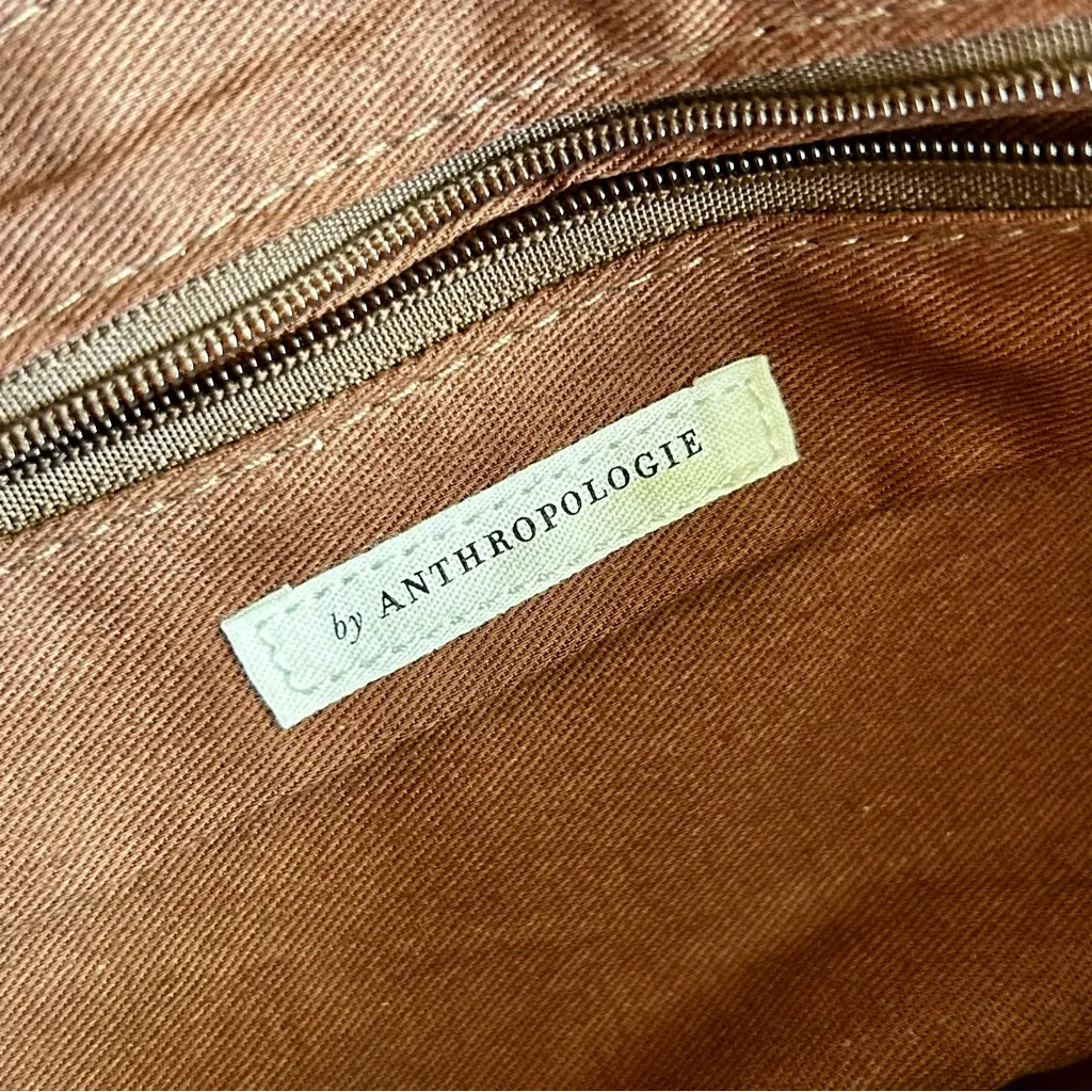 Anthropologie Vegan Leather Scrunched Envelope Convertible Clutch, Brown, Gold - Image 7