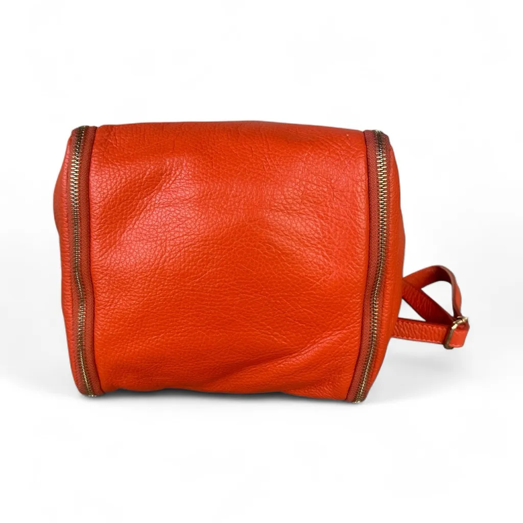 LAURA DI MAGGIO genuine leather mini backpack in vibrant orange - Image 3