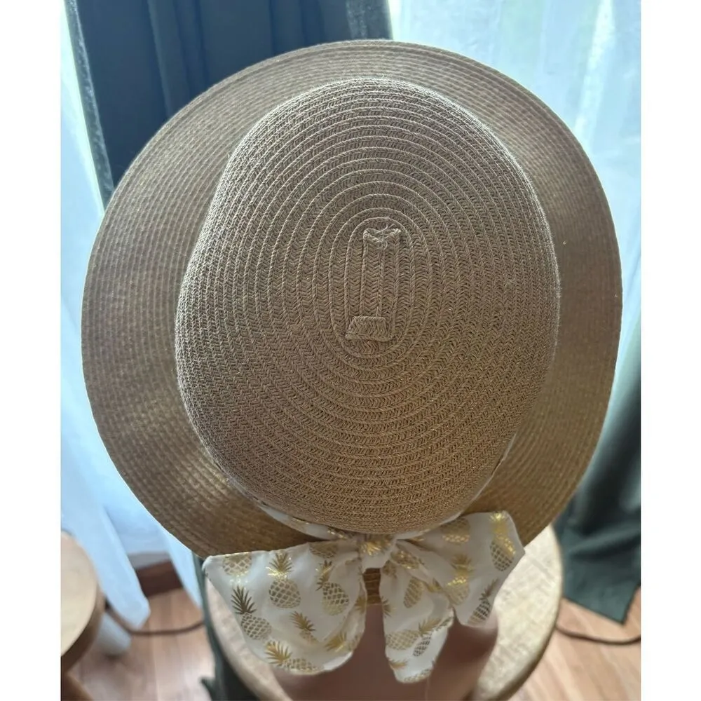 Kentucky Derby Straw Sun Bonnet/Hat Tan - Image 3
