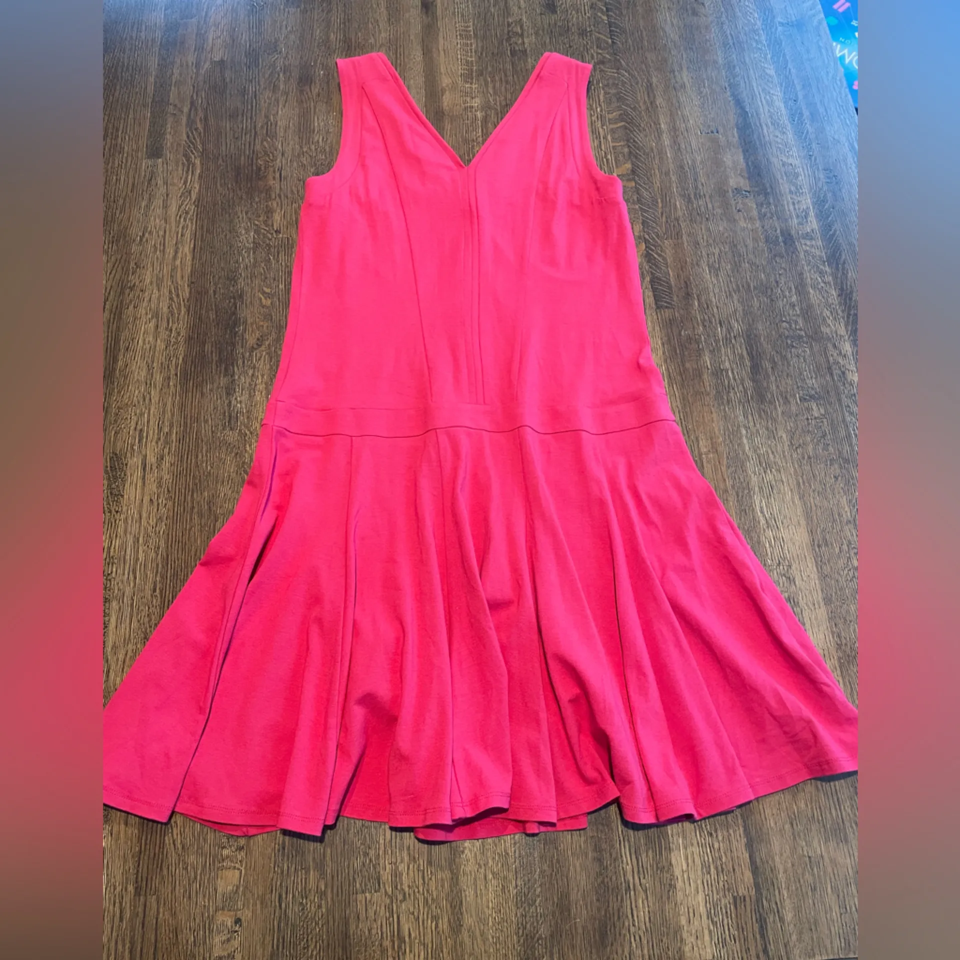 NWT Ann Taylor Pink V neck Drop Waist Dress - Size 2 - Image 2