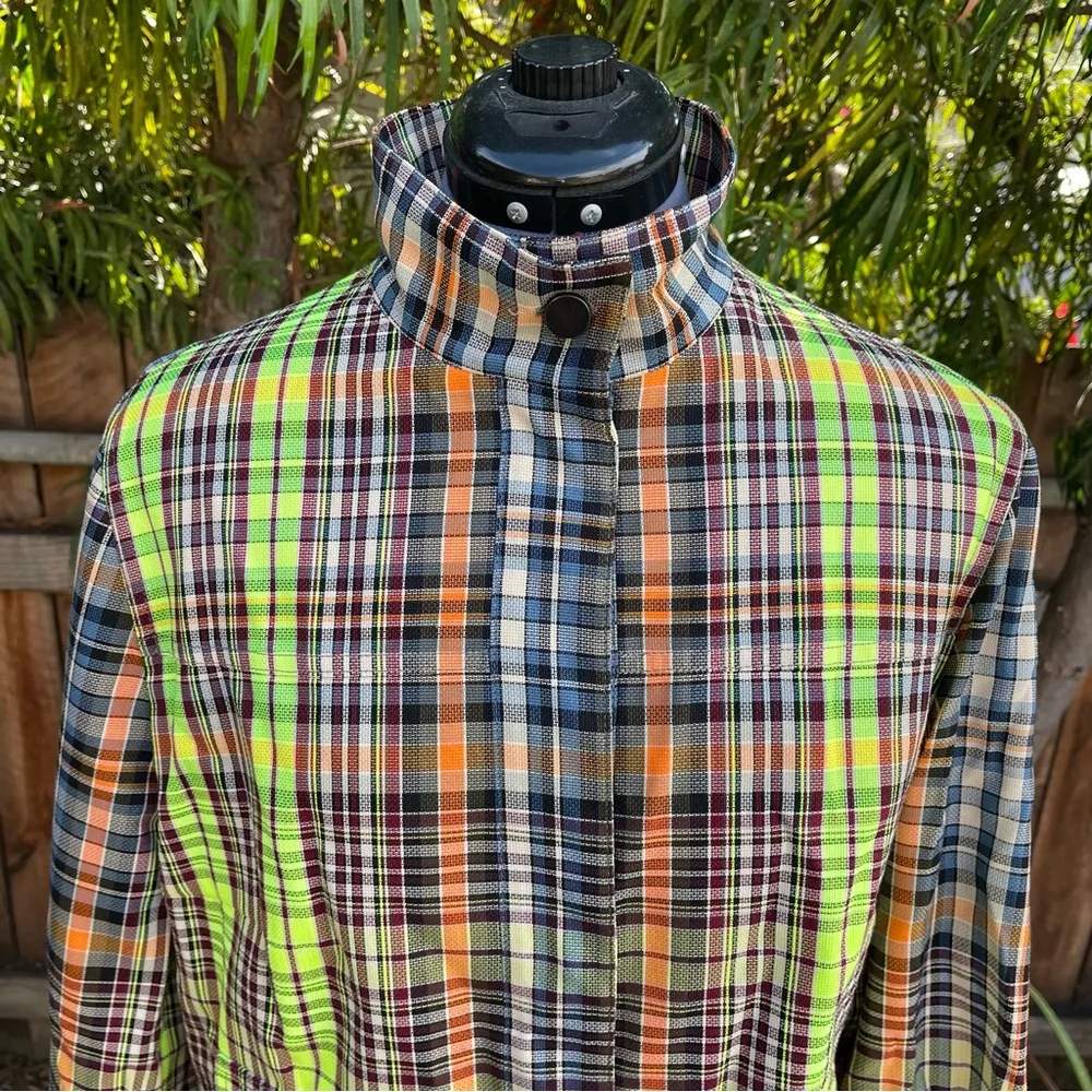Akris Punto Madras Check Cotton Gabardine Jacket size 12 - Image 4