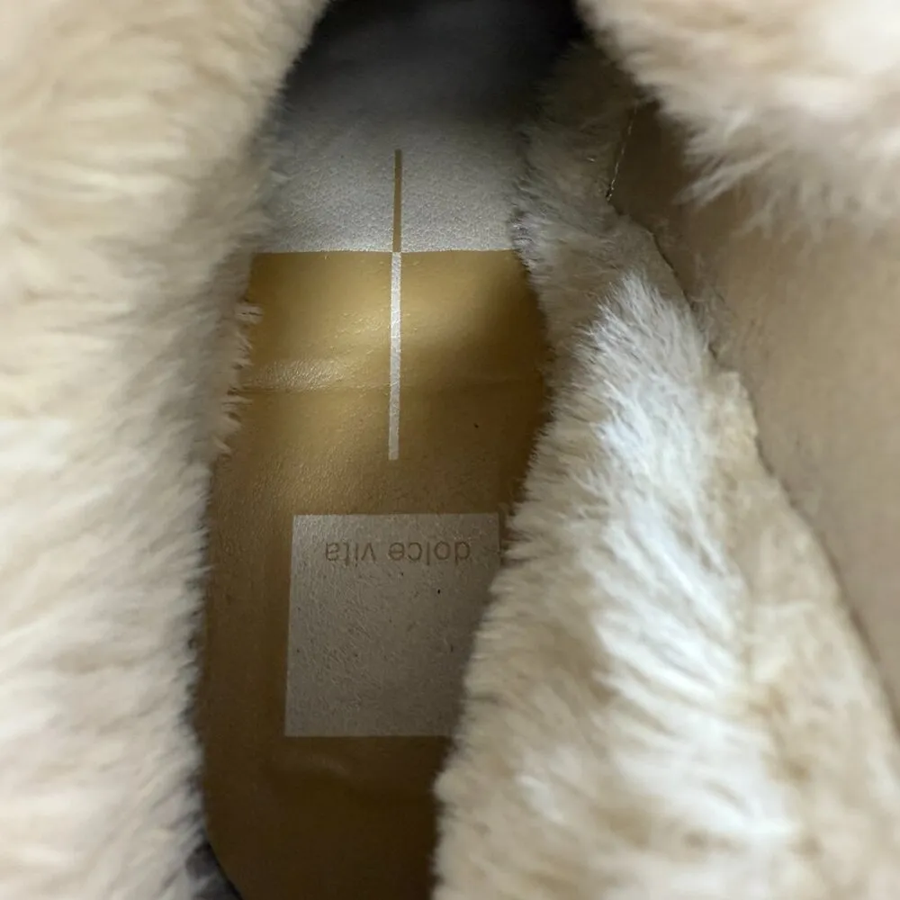 Dolce Vita Hollyn Booties Boots Natural Suede Fur Lined Women's 8 Beige NWOB Tan - Image 12