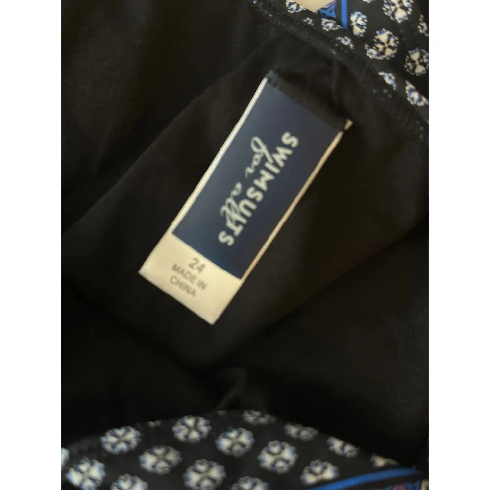 Swimsuits For All Black w/ Blue & Purple Print Bikini Bottom Women's Size 24 New - Image 4