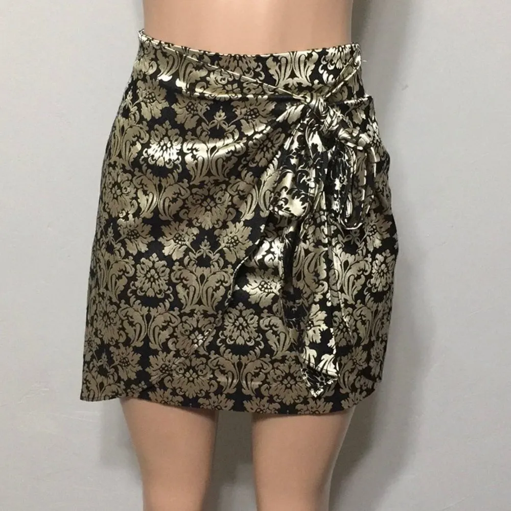 NBD gold and black high waisted faux wrap shirt. - Image 5