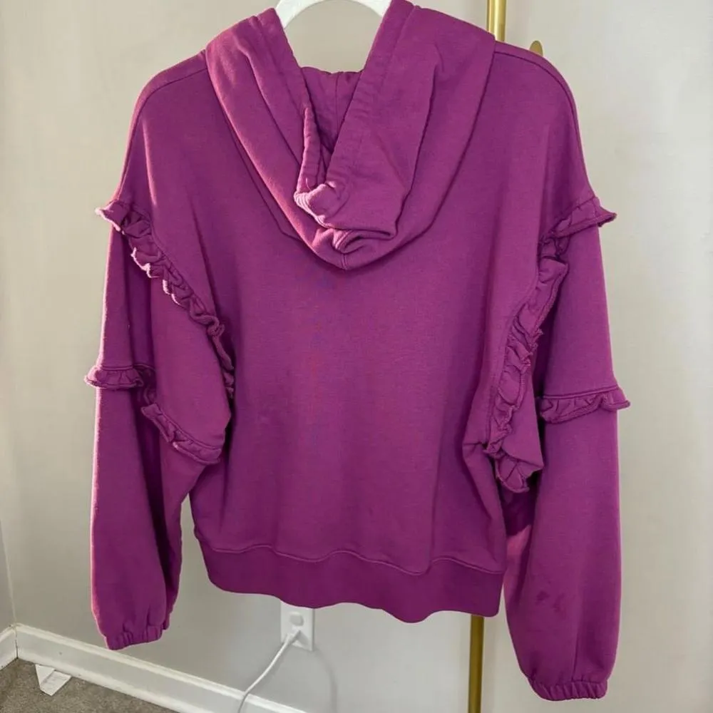 Rebecca Minkoff Purple Ruffle Sleeve Hoodie - Size M - Image 3