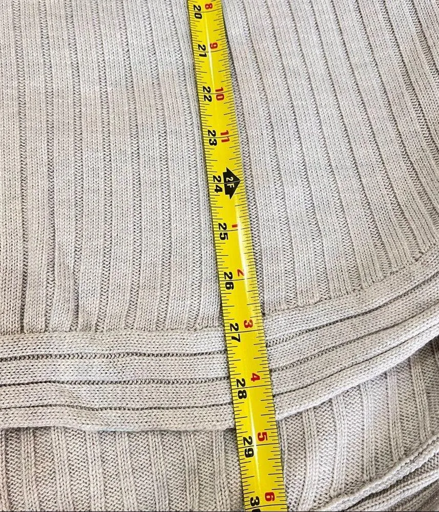 Garnet Hill Women Ribbed Knit 100% Wool Cowl Neck Pullover Sweater Sz XL Gray - Image 6